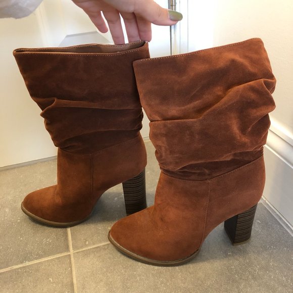 Chase & Chloe tan rust color block heel boots 7.5 - Picture 3 of 16